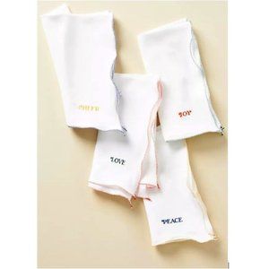 Anthropologie Merry and Bright Napkins, Set of 4 - Love, Joy, Peace, Cheer - NWT